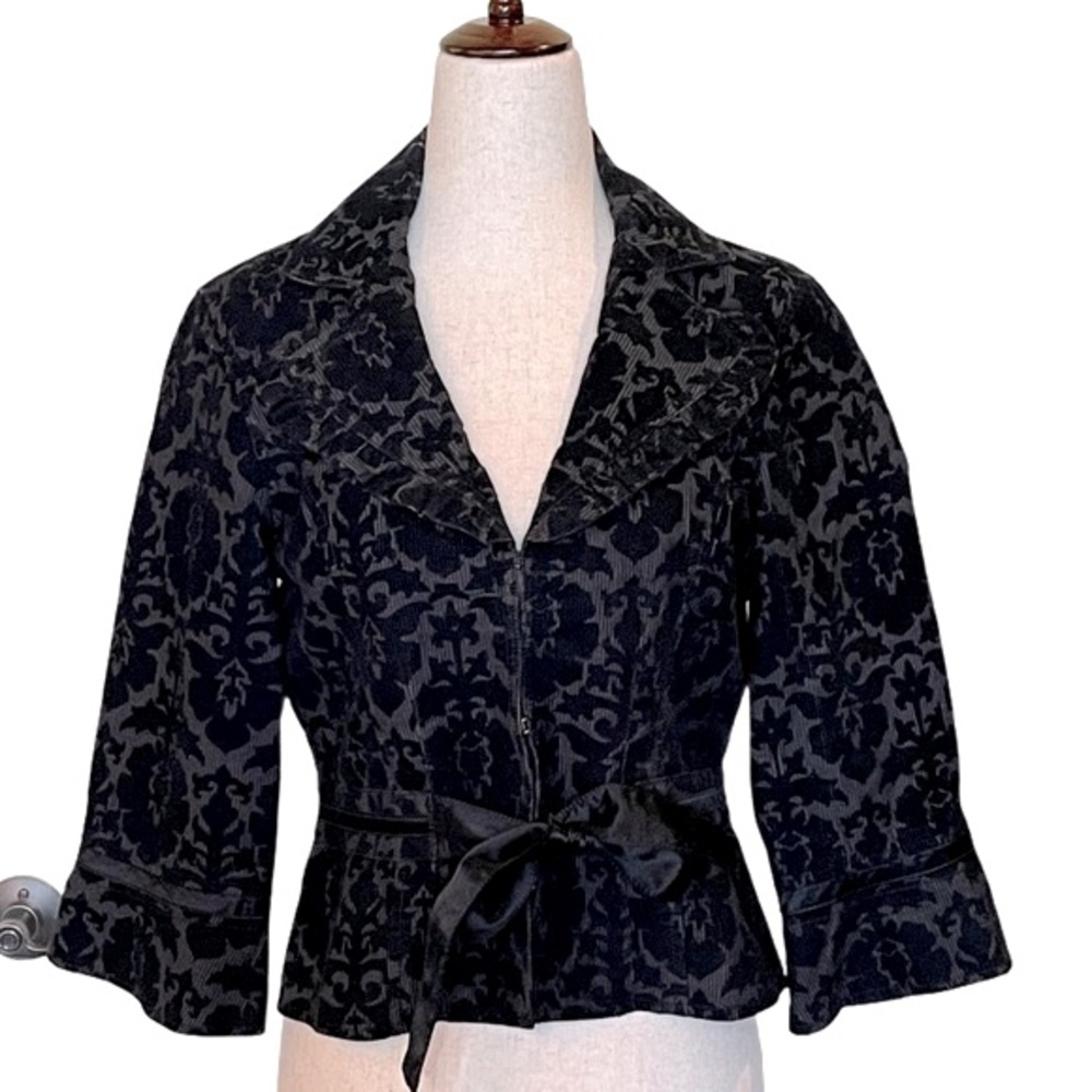 Free People Black Blazer Floral Size 4